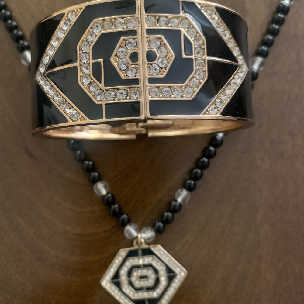 Beautiful cuff bracelet with long matching necklace